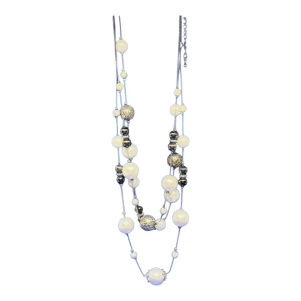 Multi strand New York and co necklace black white silver 808